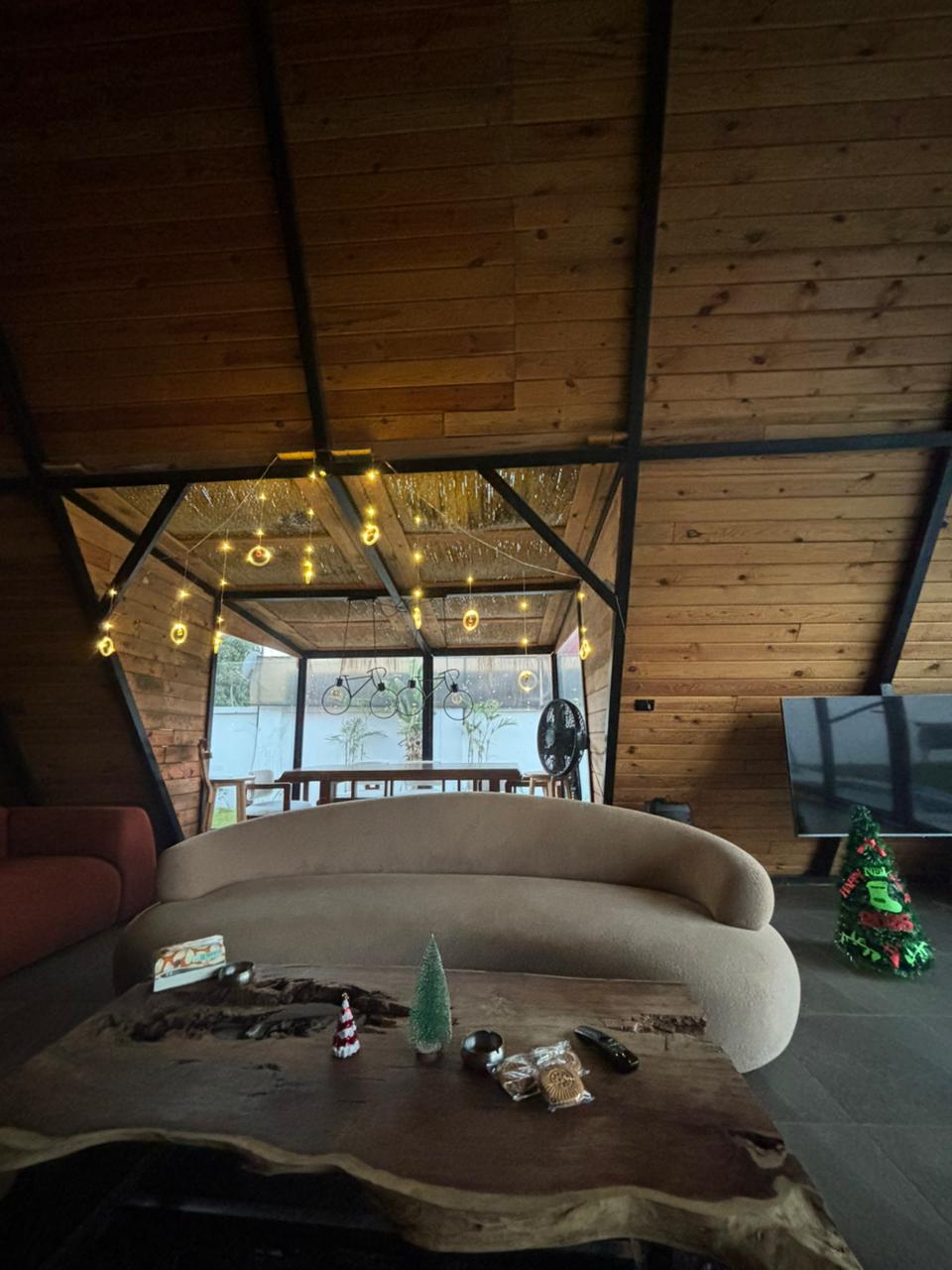 Cozy living area with warm lighting